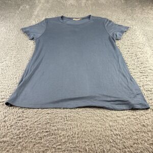 Active Basic Womens Crewneck Short Sleeve T-Shirt Blue Rayon Spandex Large